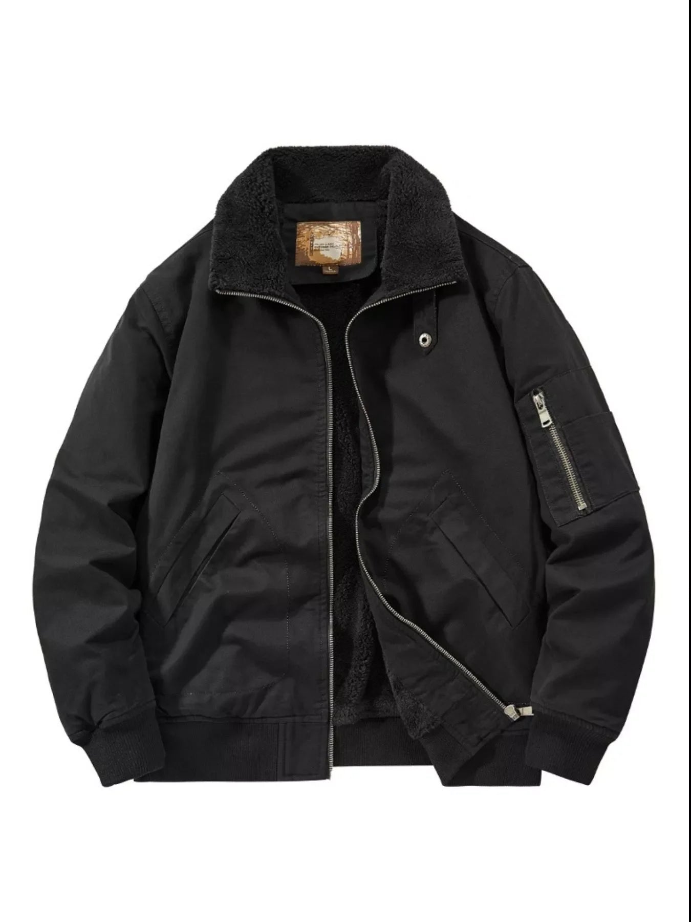 Men's Plus Size Zip Up Sherpa Lined Jacket