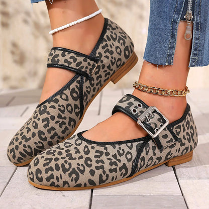 Leopard Print Mary Jane Loafers
