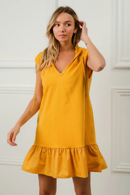 BiBi Ruffled French Terry Hooded Dress