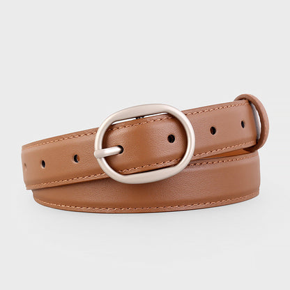 Oval Buckle Leather Belt