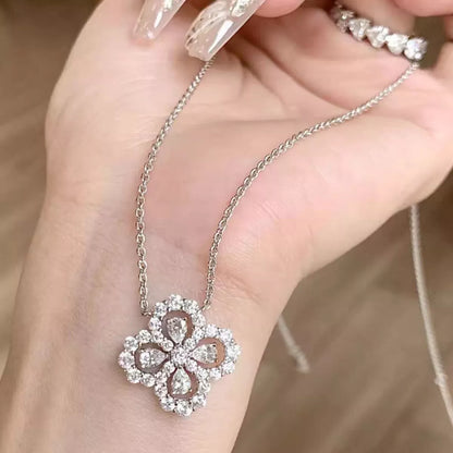 Moissanite 925 Sterling Silver Clover Pendant Necklace