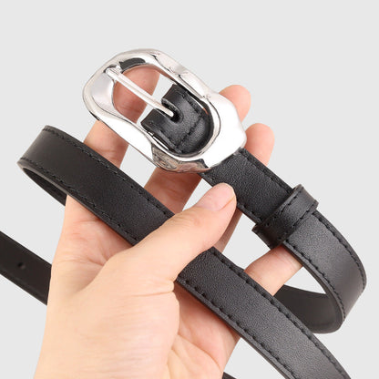 Leather Belt with Silver Buckle