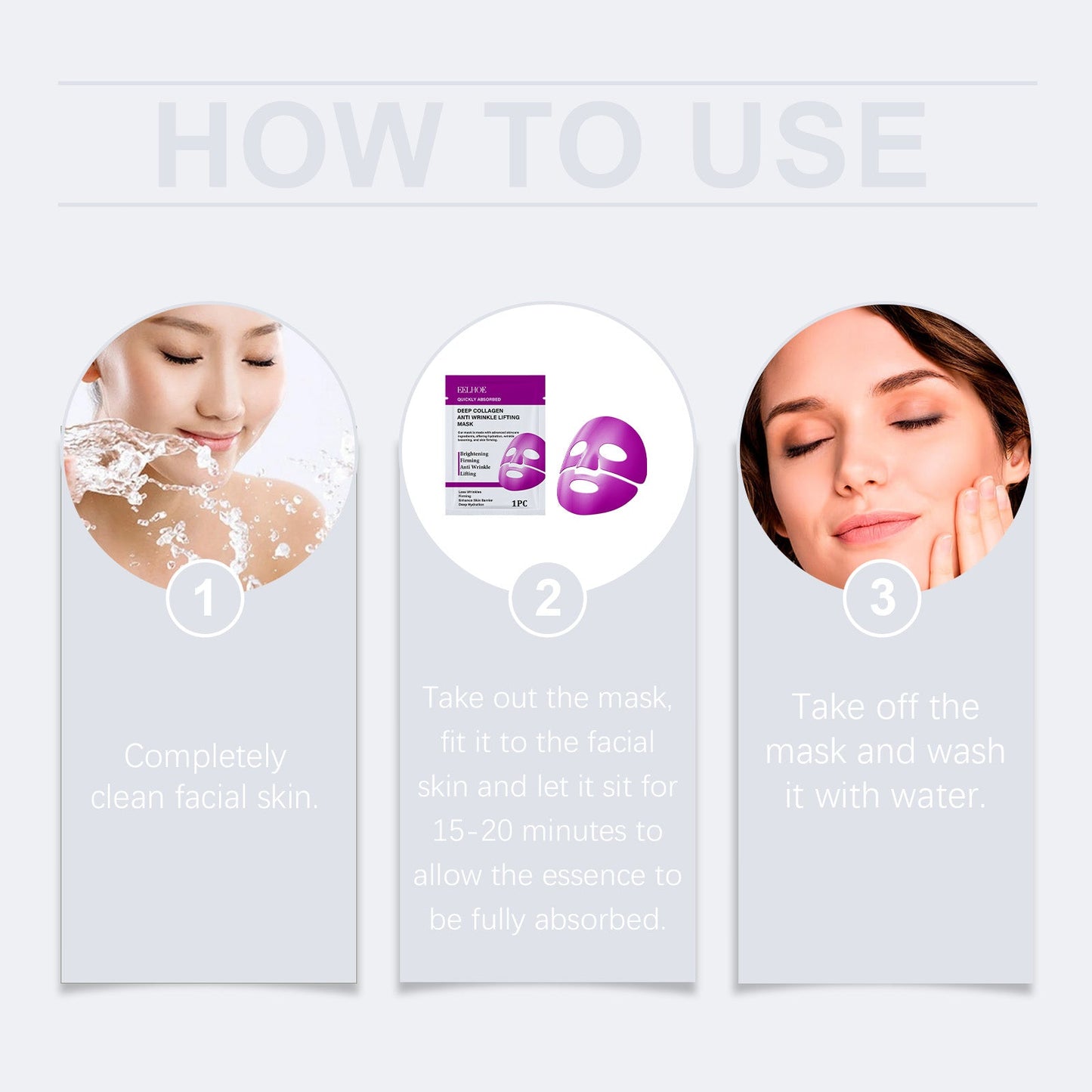 EELHOE Collagen Hydrating Mask (Bag) Gently Cares For Facial Skin. Hydrating And Moisturizing Care Mask