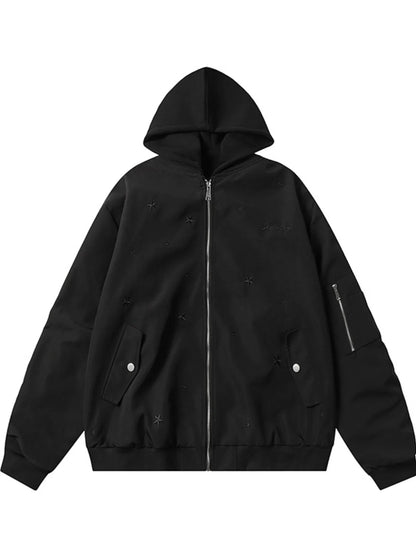 Men's Star Zip Up Hooded Jacket