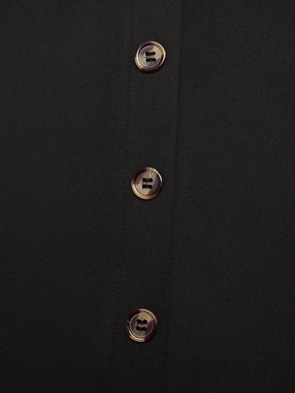 Button-Front Pocketed Midi Skirt