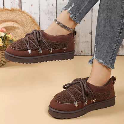Lace Up Round Toe Platform Ankle Boots