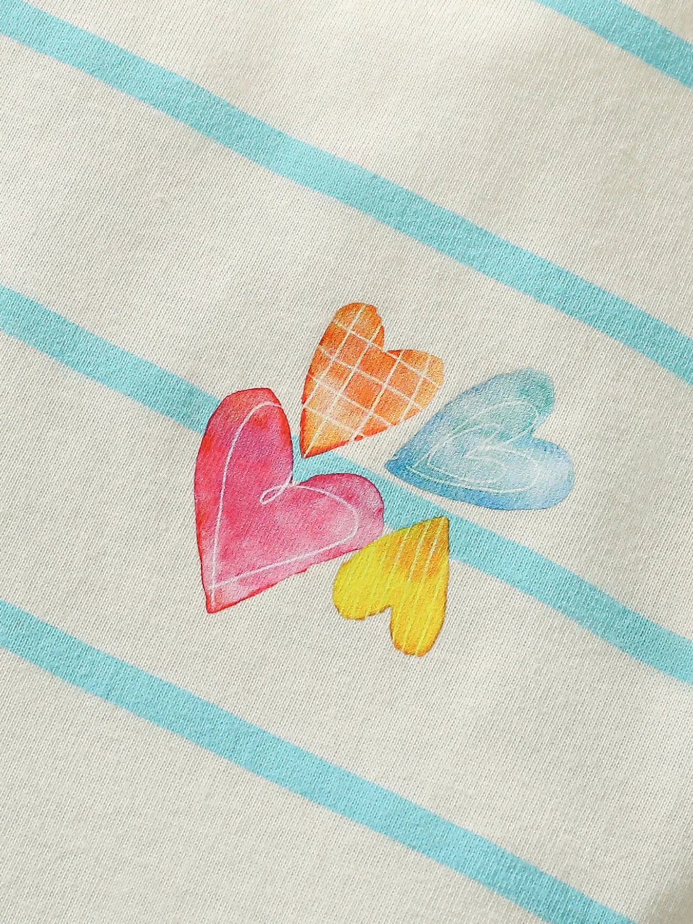 Children's Striped Heart Print Tulle Dress