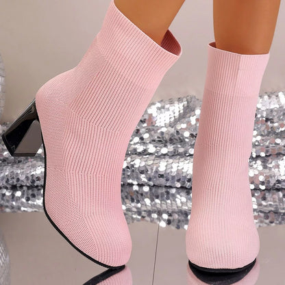 Round Toe Block Heels Boots