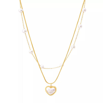 18K Gold-Plated Double Layered Heart Necklace