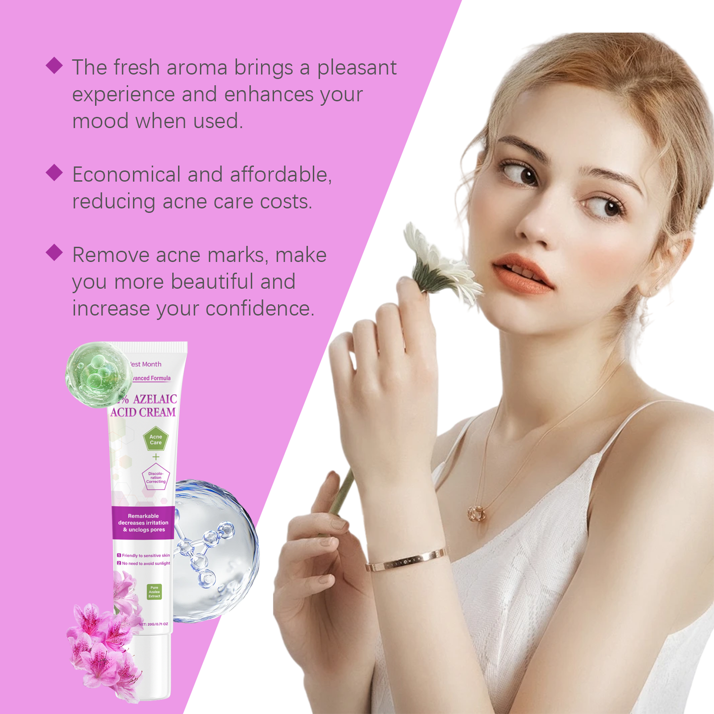West&Month Azelaic Acid Cream Daily Acne Gentle Cleansing And Repair Skin Smooth And Moisturizing Cream