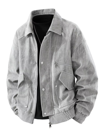 Men's Plus Size Casual Corduroy Snap-Down Jacket