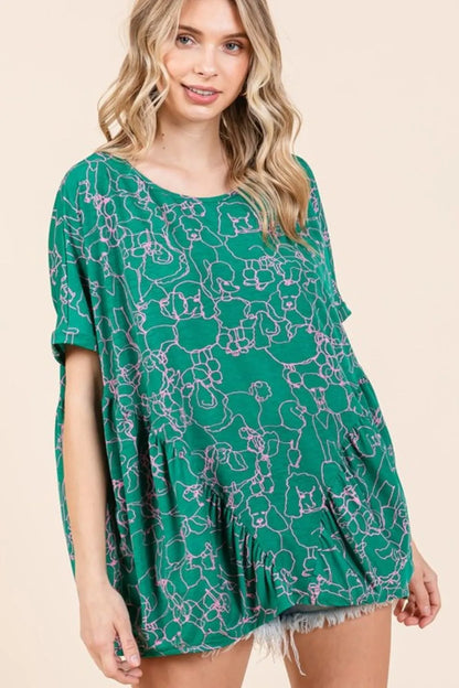 Mittoshop Abstract Print Round Neck Short Sleeve Top