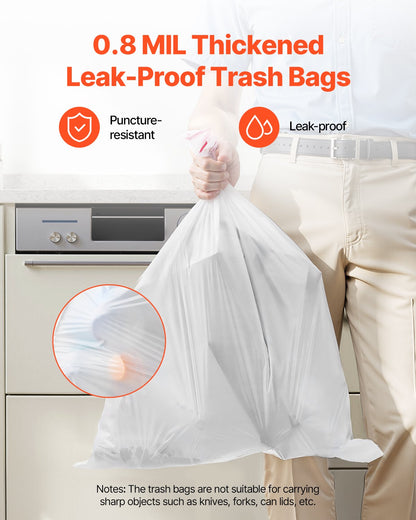 Drawstring Trash Bags, 13 Gallon 110 Count Tall Kitchen Trash Bags, Extra Thick Fresh Scent Garbage Bag, Recyclable Bin Bag With Drawstrings, For Home Kitchen, Office, RV And Camping (White)
