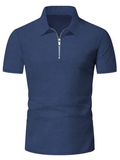 Men's Plus Size Quarter Zip Short Sleeve Top and Shorts Set