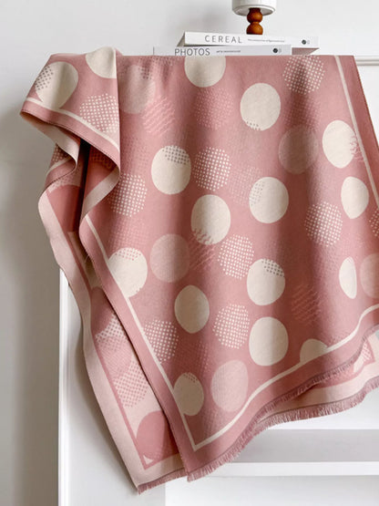 Polka Dot Raw Hem Scarf