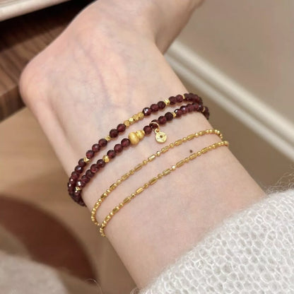 Double Layered Beaded Bracelet with Gold Accents