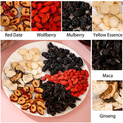25bags Kidney Tea Formula Ginseng Five Treasure TeaCombination Scented Tea Eight Treasure Tea RedDate Wolfberry Tea Men's Tea Health TeaMulberry Herbal Formula Health Tea Beverage
