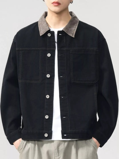 Men's Plus Size Two-Tone Collar Casual Jacket