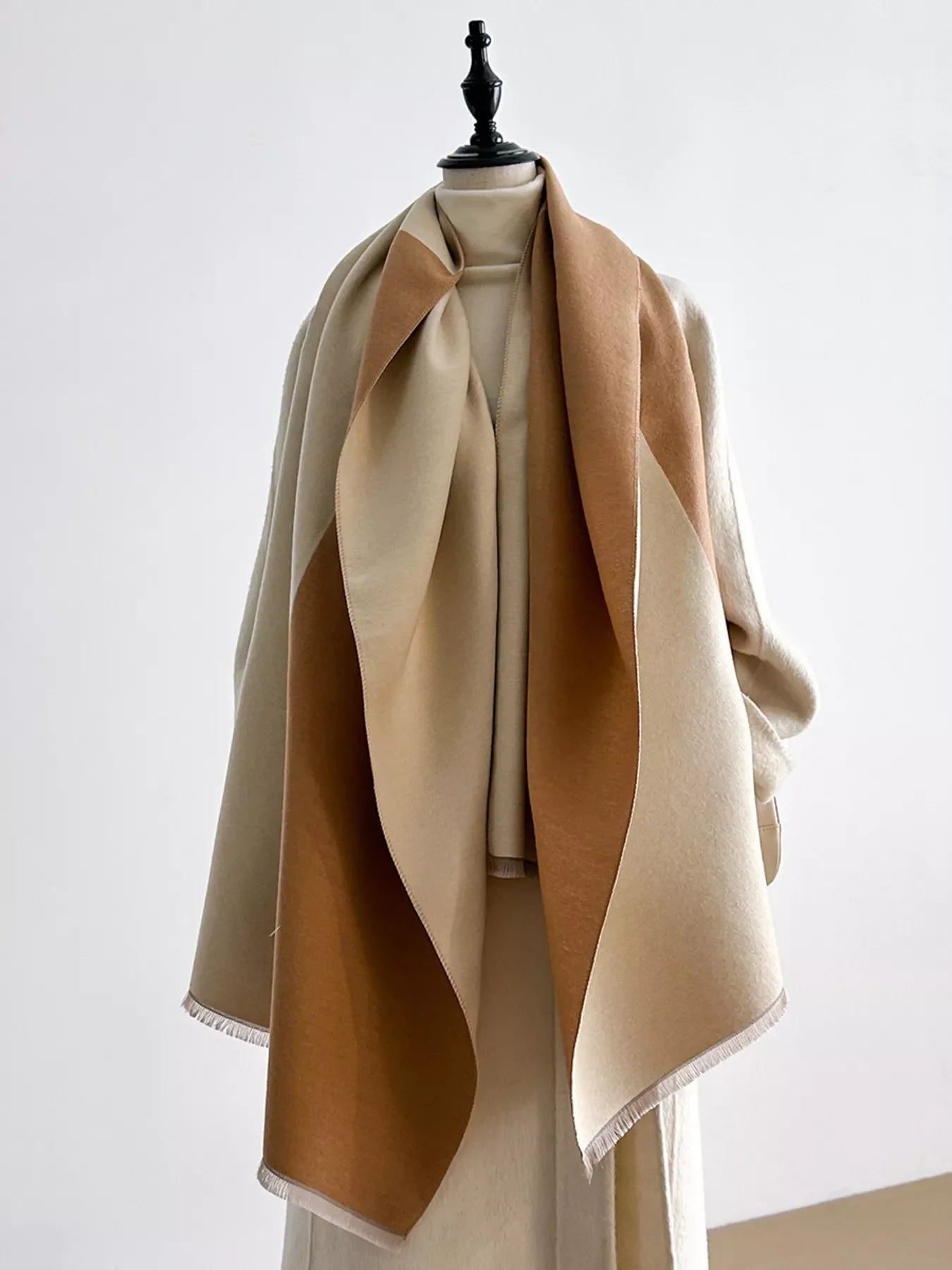 Two-Tone Raw Hem Scarf