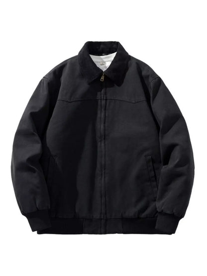 Men's Plus Size Corduroy Collar Zip-Up Jacket