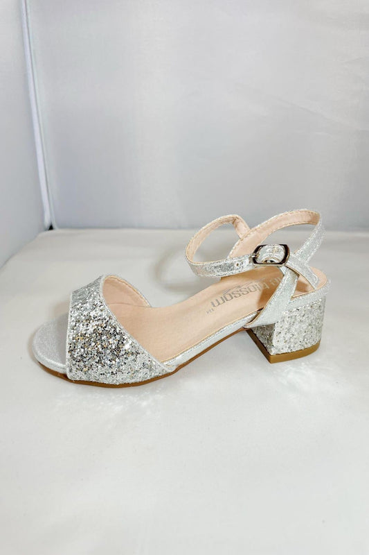Kids Silver Block-Heel