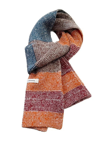 100% Wool Color Block Knitted Scarf