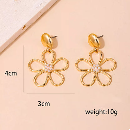 Alloy Flower Drop Earrings