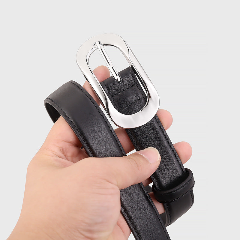 Silver Buckle Leather Belt