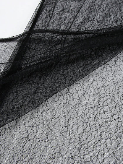 Lace Panel Midi Skirt