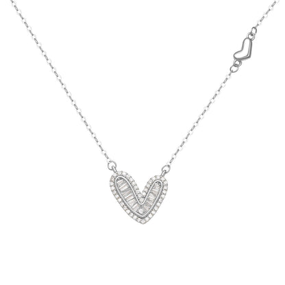 925 Sterling Silver Zircon Heart Necklace