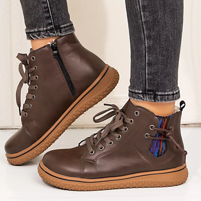 Lace-Up Ankle Boots with Zipper Detail