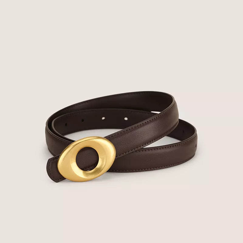 Oval Buckle Leather Belt