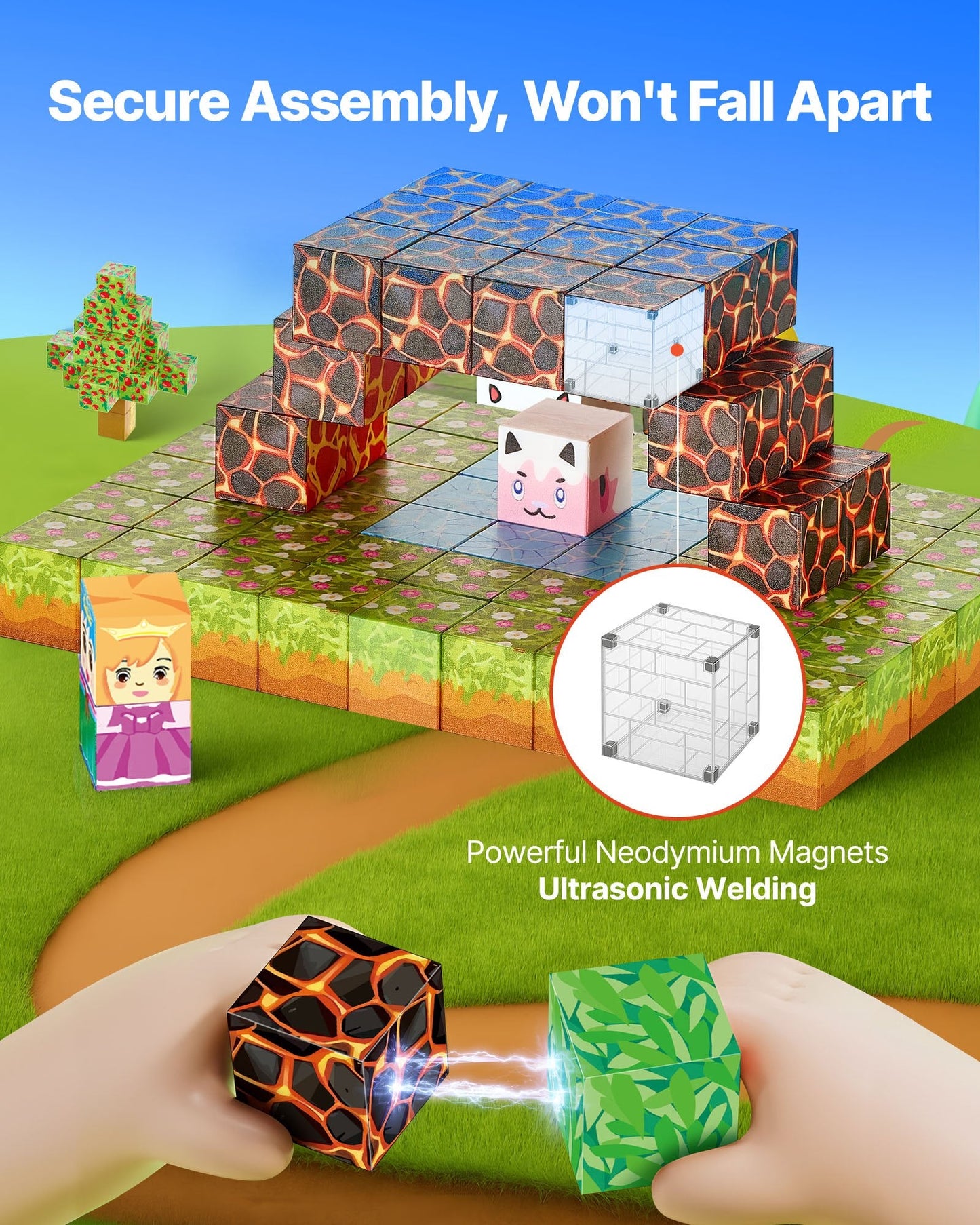 Magnetic Blocks 150 PCS Forest Castle Set STEM Montessori Sensory Toys