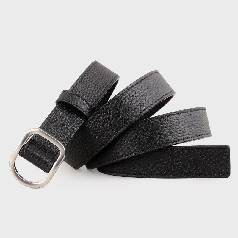 Leather Belt with Silver Buckle