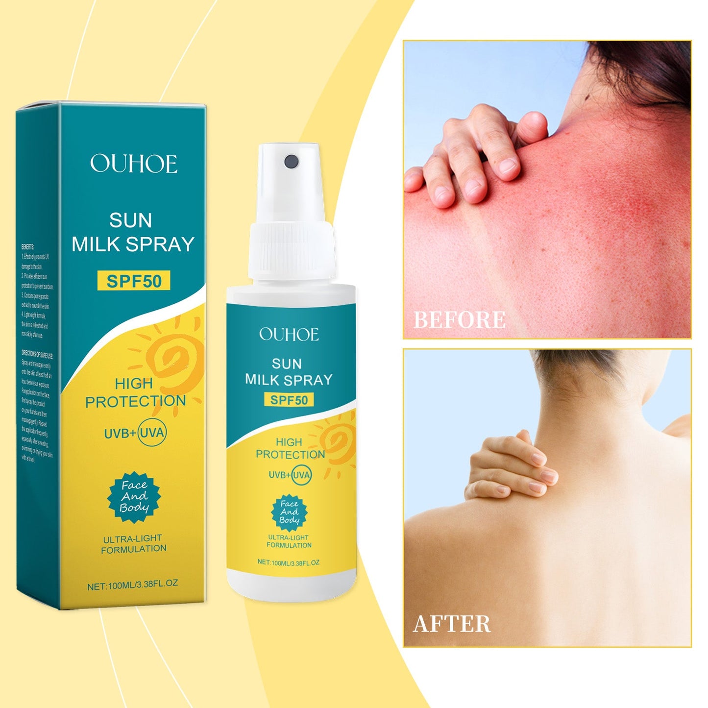 OUHOE Protection Spray, Summer Outdoor Skin Protection Spray Moisturizing, Refreshing And Non-Greasy Skin Protection Spray