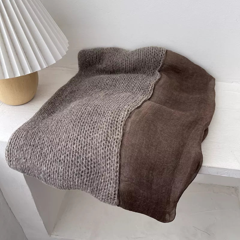 Lightweight Knitted Scarf with Dyed Edges