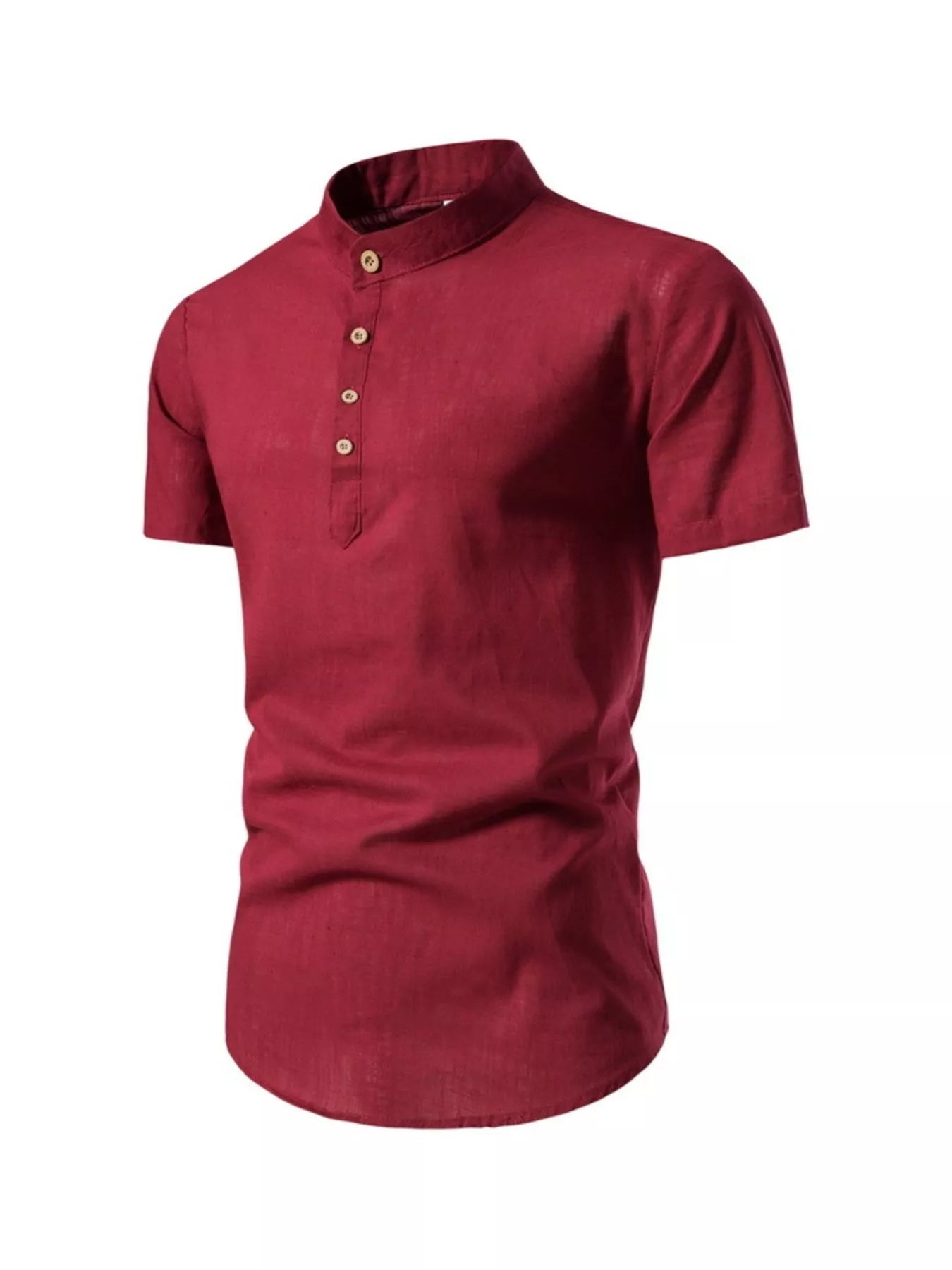 Men's Plus Size Mandarin Collar Short Sleeve Shirt