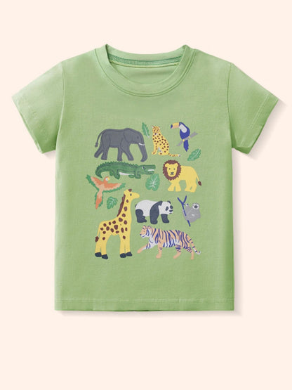 Children's Animal Graphic Crew Neck T-Shirt