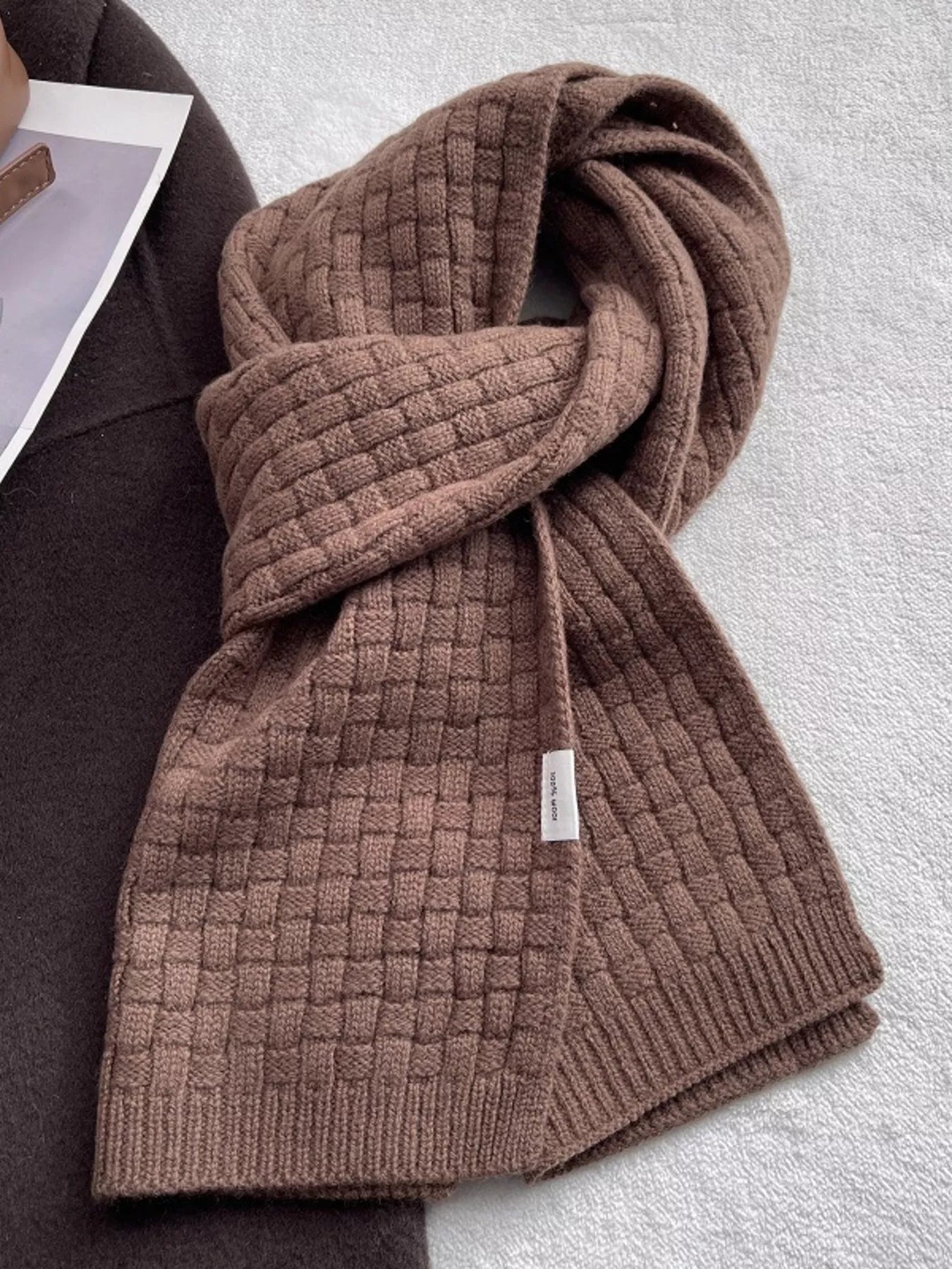 Wool Woven Pattern Knitted Scarf