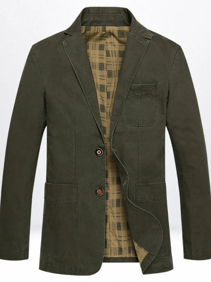 Men's Plus Size Casual Button Up Blazer with Plaid Lining