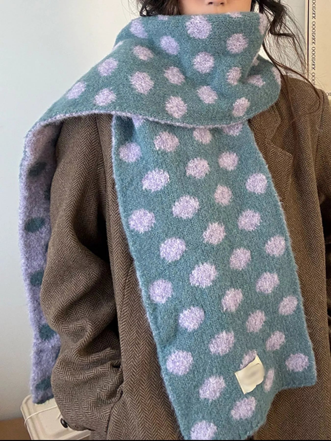 Polka Dot Knitted Scarf