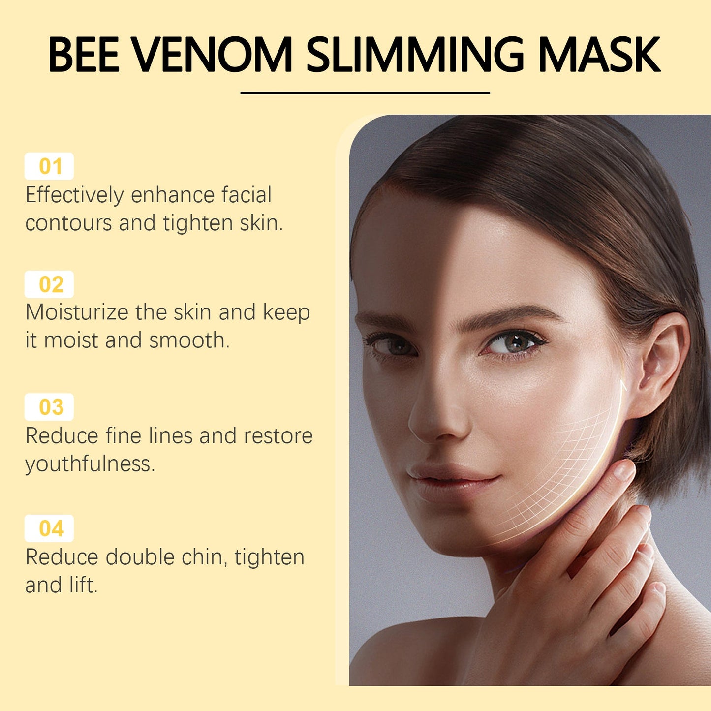 Hoygi Bee Venom Lift Mask Facial V-Chin Lift Hydrating And Moisturizing Hanging Ear Treatment Mask