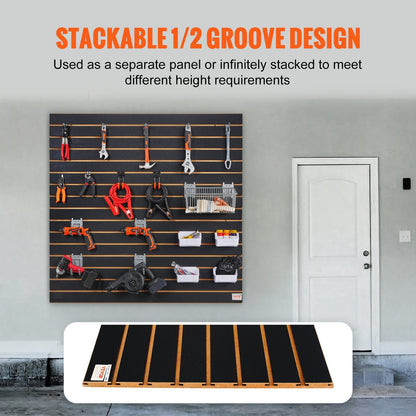 VEVOR Slatwall Panels, 4 Ft X 2 Ft Black Garage Wall Panels , Heavy Duty Garage Wall Organizer Panels Display For Retail Store, Garage Wall, And Craft Storage Organization
