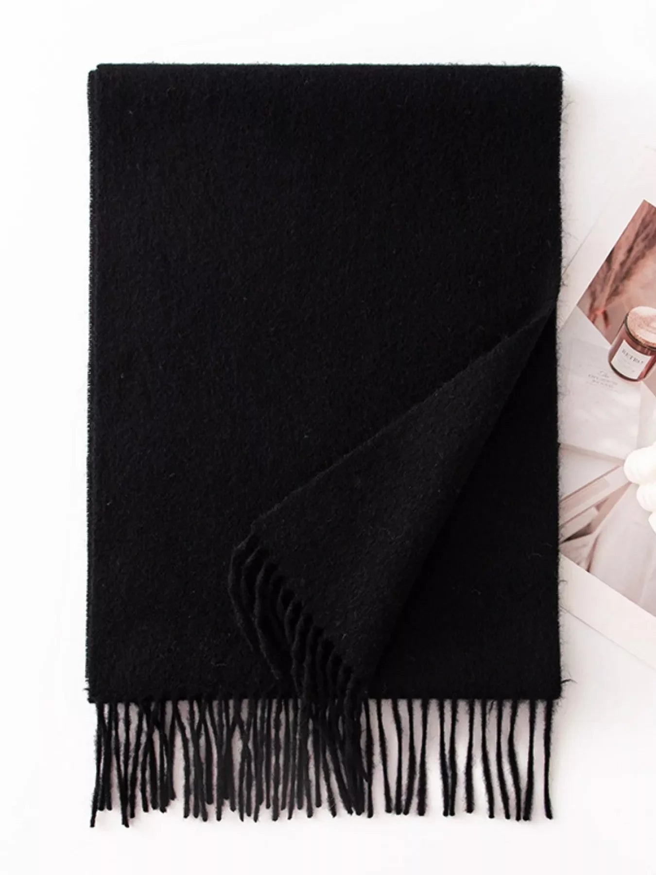 Solid Color Fringe Scarf
