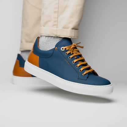 65-229-NVY Diaz Rubberized Calfskin Sneaker Navy
