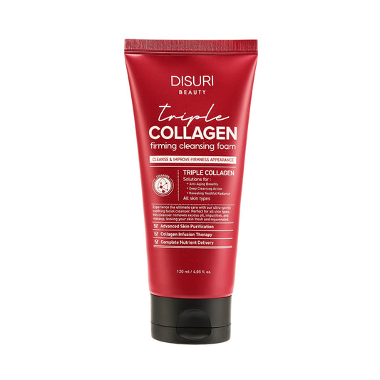DISURI Triple Collagen Firming Foam - Korean Anti-Aging Cleanser with 3,000ppm Collagen Complex
