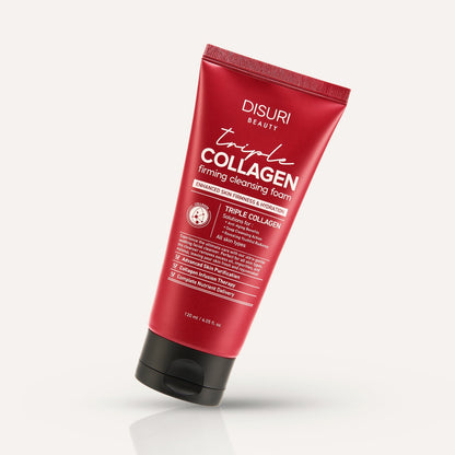 DISURI Triple Collagen Firming Foam - Korean Anti-Aging Cleanser with 3,000ppm Collagen Complex