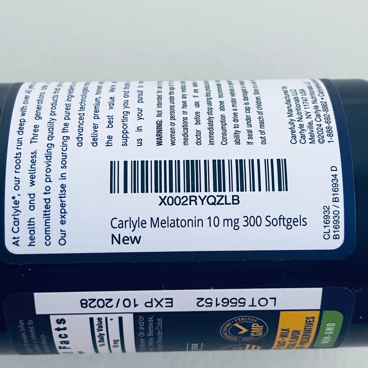 Carlyle Extra Strength Melatonin 10 mg, 300 Softgels, EXP 10/2028