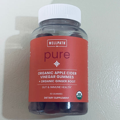 WellPath pure Organic Apple Cider Vinegar Gummies with Ginger, 60 Gummies, EXP 09/2027