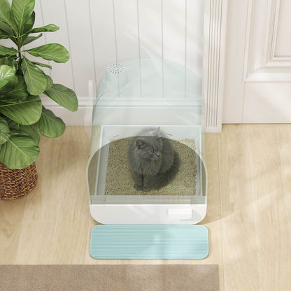 Covered Cat Litter Box with Odor Filter - Complete Privacy Kit with Tray, Scoop & Mat | Green Hooded Litter House